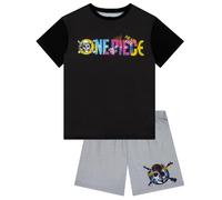 One Piece Pyjama Garcon, Pyjama Enfant Garcon Manche Courte, Vetement Enfant Anime, Noir 8-9 Ans