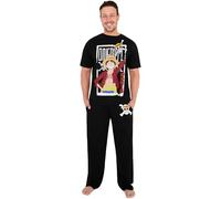 One Piece Pyjama Homme et Ado, Ensemble T-Shirt Homme Manches Courtes, Pantalon Pyjama Long de Nuit Coton, Idée Cadeau Anime (S, Noir)