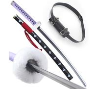 One Piece Sabre en Bois Trafalgar Law Epee Katana Manche Violet + Ceinturon Noir Porte Epee Ceinture Décoration