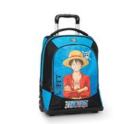 One PIECE - Sac à dos scolaire trolley officiel One Piece, poignée réglable, chariot amovible, bretelles rembourrées et réglables, compartiment principal, poche avant, fermetures à glissière, 36 x 47