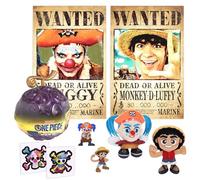 One Piece Set One Piece Gum Gum Fruit 8 pièces, mini figurines, autocollants et peluches