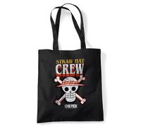 One Piece Straw Hat Crew Logo Sac Cabas Réutilisable pour Courses et Voyage, Noir