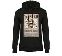 One Piece Sweat à Capuche Luffy Wanted Poster - Sweat Manga Officiel Homme et Femme, Coupe Regular en Coton pour Adulte et Adolescent XXL