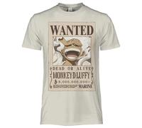 One Piece T Shirt Luffy Wanted Poster. T-shirt officiel Unisexe, maillot régulier en coton, adulte garçon, beige, XXL