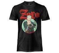 One Piece T Shirt Zoro. T-shirt officiel Unisexe, maillot régulier en coton, adulte garçon, Noir , XXL