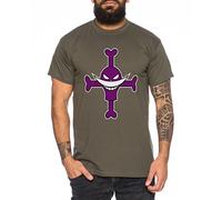 One Piece Whitebeard Flag Hommes T-Shirt Nerd en différentes Couleurs, Farbe:Khaki;Größe:L