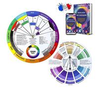 ONE+PLUS Lot de 2 roues, cercle chromatique, Color Wheel, roue de poche, roue de mélange de couleur, guide d'apprentissage de mélange de peinture, disque chromatique, design et maquillage