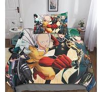 One Punch Man Housses De Couette Parure De Lit en Feuilles De Housse De Couette Et Taie d'oreiller 3D, Housse De Couettes Microfibre pour Garçons Et Filles Single（135x200cm）