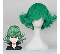 One Punch Man Tatsumaki Cosplay Perruque 30 Cm 11.81 `` Court Bouclés Ondulés Résistant À La Chaleur Cheveux Synthétiques Anime Costume Fête Perruque Vert Tatsumaki