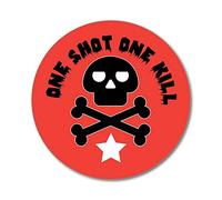 One Shot One Kill Skull Gun Stars Red Funny Hot Rods Car Sticker Decal