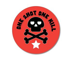 One Shot One Kill Skull Gun Stars Red Funny Hot Rods Car Sticker Decal