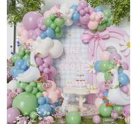 One Silly Goose Kit d'arche de ballons 148 pièces rose pastel violet avec ballons en mylar d'oie amusante de 58,4 cm pour décoration de fête d'anniversaire et de printemps (kit rose violet)