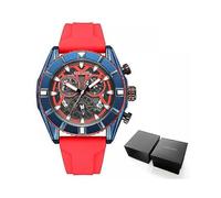 (ONE SIZE, adult) Chronograph Quartz Watch For Men Fashion High Quality Red Silicone ...