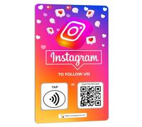 One Tap Only NFC Business Review Cards (1-Pack) - Compatible avec Instagram - Smart Tap & QR réutilisable - Fonctionne avec tous les téléphones - Outil de commentaires clients sans contact