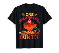 One Thankful Auntie Turkey Fall Autumn Thanksgiving T-Shirt