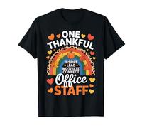 One Thankful Office Staff Rainbow Leopard Pumpkin T-Shirt