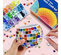 ONE TO FOUR Kit d'arts de Porte-bougie en Mosaïque de Verre, pour artisanat, Enfants et Adultes, Chauffe-plat pour Décoration D'éclairage à la Maison, kit creatif enfant，cadeau fille 7,8,9,10 ans