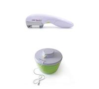 ONE TOUCH Pack Cuisine Confort - Duo Sans Effort : Ouvre-Bouteille Électrique Universel (KC85) + Essoreuse à Salade Automatique Rechargeable (KC128) - Idéal Seniors et Arthrite - Blanc