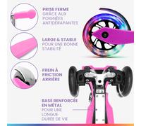 ONE Trottinette enfants 3-6 ans roues LED jusqu'à 50 kg pliable réglable en hauteur