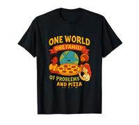 One World One Family Pizza Unity Dessin animé T-Shirt