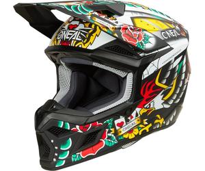 Oneal 3SRS Inked Casque de motocross, Multicolores, Taille XS