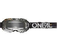 Oneal B-10 Attack Clear Lunettes de motocross, noir-blanc pour homme