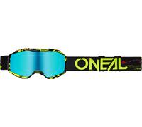 §Masque Cross Enfant O'Neal B-10 Attack Noir-Jaune Néon-Bleu Radium§