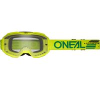 Oneal B-10 Solid Clear Lunettes de motocross, Jaune néon, Taille unique