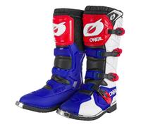 O'NEAL | bottes de motocross | Enduro MX | intérieur confortable en Air-Mesh, quatre boucles réglables, matière synthétique de haute qualité | bottes Rider Pro | Adulte | Blanc Rouge Bleu | Taille 48