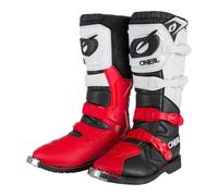 O'NEAL | Bottes Motocross | Enduro Moto | Confort grâce à la semelle Air-Mesh, quatre boucles, matériel synthétique de haute qualité | Bottes Rider Pro | Adulte | Noir Blanc Rouge | Taille 40