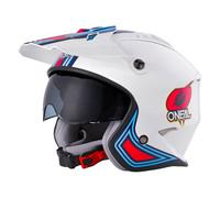 O'NEAL | Casque de Moto | Enduro Moto | Normes de sécurité ECE 22.05, Coque ABS, Pare-Soleil intégré | Casque Volt MN1 | Adulte | Blanc/Rouge/Bleu | Taille L