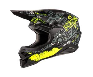 O'NEAL | Casque de Motocross | MX Enduro | Coque ABS, aux Normes de sécurité ECE 22.05., Ouvertures pour Une Ventilation optimale | Casque 3SRS Ride | Adultes | Noir/Jaune Fluo | Taille L