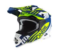 O'NEAL | Casque Motocross | MX Enduro | Coque ABS, certifié ECE 22.05, Ouvertures pour Une Ventilation et Un Refroidissement optimaux | Casque 2SRS Spyde 2.0 | Adulte | Bleu/Blanc/Jaune | Taille M