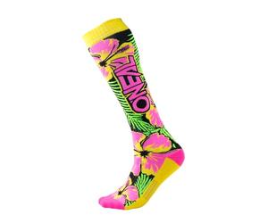 O'NEAL | Chaussettes de VTT Motocross | VTT Downhill Freeride | Absorbant la sueur, talon et semelle renforcés | Chaussettes Pro MX Island | Unisex | Adulte | Rose Vert Jaune | Taille unique