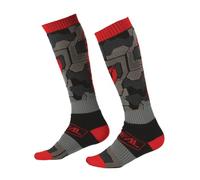 O'NEAL | Chaussettes de VTT Motocross | VTT Downhill Freeride | Absorbant la transpiration, Talon et semelle renforcés | Chaussettes Pro MX Camo V.22 | Unisexe | Adulte | Noir Rouge | One Size