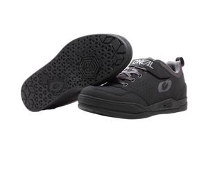 O'NEAL | Chaussures de vélo de Montagne | Downhill | Vegan | Semelle Compatible avec la Plaque de pédale SPD, PU Durable et léger, évents | Chaussure Flow SPD V.22 | Adulte | Noir Gris | 39