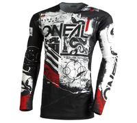 O'NEAL | Chemise Motocross Manches Longues | MX MTB | Matériel léger, Coupe Ergonomique Slim Fit pour Un Ajustement Parfait | Maillot Mayhem Scarz V.22 | Adulte | Noir Blanc Rouge | Taille XL