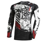 O'NEAL | Chemise Motocross Manches Longues | MX MTB | Matériel léger, Coupe Ergonomique Slim Fit pour Un Ajustement Parfait | Maillot Mayhem Scarz V.22 | Adulte | Noir Blanc Rouge | Taille XL