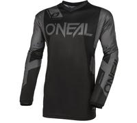 O'NEAL | Maillot Motocross Manches Longues | MX Enduro | Protection coude rembourrée, col en V, Respirant | Element Jersey Racewear V.24 | Adulte | Noir Gris | Taille L