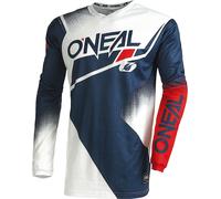 Oneal Element Racewear V.22 Maillot de motocross, blanc-rouge-bleu, taille S pour homme