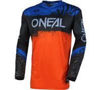 Oneal Element Shocker Maillot de motocross, noir-bleu-orange, taille S pour homme
