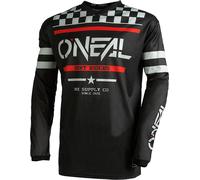 Oneal Element Squadron V.22 Maillot de motocross, Noir/Gris/Rouge, Taille S