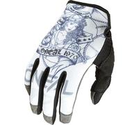 O'NEAL Gants de moto, vélo, cross - Mayhem Sailor V.22 - motif pin-up blanc, préformés, compatibles avec les écrans intelligents, durables, tailles S-XXL, taille:M