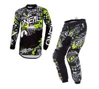 O'Neal Kit Motocross Jeune 2024 Element Attack Noir Jaune Pantalon & Maillot