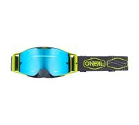O'NEAL | Lunettes de vélo et de motocross | MX MTB DH FR Downhill Freeride | Sangle réglable, confort et ventilation optimaux | Lunettes B-30 Hexx V.22 | Unisex | Gris Néon Jaune - Bleu Miroir | OS