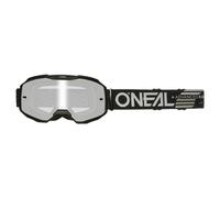 O'NEAL | Lunettes de vélo et de motocross | MX MTB DH FR Downhill Freeride | Verre anti-rayures avec traitement anti-buée, protection 100% UV | B-10 Solid V.24 Goggle | Unisexe | Noir Argent | One Size