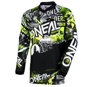 O'NEAL | Maillot de Motocross Manches Longues | Enfants | MX VTT | Coupe pour Une liberté de Mouvement maximale, Protection coude Cousue | Element Youth Jersey Attack | Noir Néon-Jaune | Taille XL