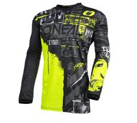 O'NEAL | Maillot de Motocross | MX Enduro | Manches Longues, Protection rembourrée des Coudes, col en V, Tissu Respirant | Maillot Element Ride pour Homme | Adulte | Noir/Jaune Fluo | Taille XXL