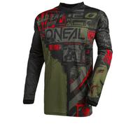 O'NEAL | Maillot de Motocross | MX Enduro | Manches Longues, Protection rembourrée des Coudes, col en V, Tissu Respirant | Maillot Element Ride pour Homme | Adulte | Noir/Vert | Taille M