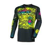 O'Neal Maillot enfants Element Rancid S26 manches longues S Noir/Jaune néon/Bleu clair/Rouge